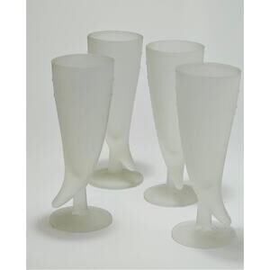 Tiara Indiana Glass Frosted Powder Horn Glasses